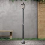 Lampadar pentru exterior HERMINE,  E27 1x60W aluminiu finisaj negru/argintiu, geam fumuriu inaltime 211cm IP43 ORION