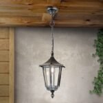 Suspensie pentru exterior HERMINE,  E27 1x60W aluminiu finisaj negru/argintiu, geam fumuriu inaltime 105cm IP40 ORION - imagine 2
