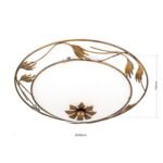 Plafoniera FLEUR, cu abajur din sticla opal-mat, E27 2x40W otel finisaj antic-auriu, 40cm IP20 ORION - imagine 5