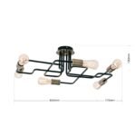 Plafoniera JAILHOUSE, E27 6x40W fara bec, otel finisaj negru patinat, 58cm IP20 ORION - imagine 6