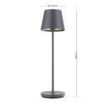 Lampă de masă cu baterie CHANDELLE, 38.6cm LED 2W/150lm/3000K Comutator/buton tactil aluminiu finisaj antracit IP54 ORION - imagine 6