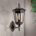 Aplica pentru exterior PUCHBERG in sus,  E27 1x60W aluminiu finisaj negru/auriu, geam fumuriu inaltime 45cm IP44 ORION - imagine 3