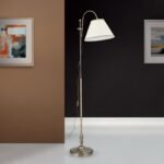 Lampadar TONIA inaltime reglabila cu abajur de in bej, E27 2x60W aluminiu finisaj alama antica, 183cm IP20 ORION - imagine 3