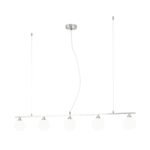 Suspensie SNOWWHITE, 5 lampi G9, otel finisaj crom satinat, abajur sticla opal, lungime 120cm ORION - imagine 2
