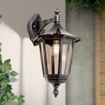 Aplica pentru exterior HERMINE in jos,  E27 1x60W aluminiu finisaj negru/argintiu, geam fumuriu inaltime 45cm IP43 ORION - imagine 2