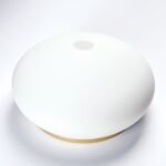 Abajur rotund din sticlă groasa EMPIRE 385, Ø 240 mm, finisaj opal gold cu inel auriu ORION