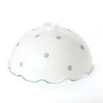 Abajur floral din sticlă groasa LANDHAUS 430, Ø 300mm, finisaj opal lucios cu margine albastra ORION