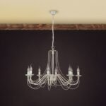 Candelabru VELA, E14 8x40W otel finisaj antic fildes-auriu, 110cm IP20 ORION - imagine 4