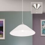 Suspensie GRADO, cu abajur din sticlă opal mat, E27 1x40W otel finisaj crom satinat, 110cm IP20 ORION - imagine 2