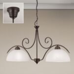 Suspensie RULA, cu abajur din sticla opal mat, E27 2x60W otel finisaj antic, 39x89cm IP20 ORION - imagine 2