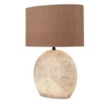 Lampa de masa ETHNO cu abajur oval de in, E27 1x60W ceramica finisaj  maro, 52cm IP20 ORION - imagine 2