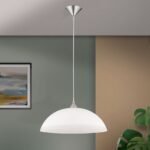 Suspensie SUSAN, cu abajur din sticlă opal mat, E27 1x40W otel finisaj crom satinat, 110cm IP20 ORION