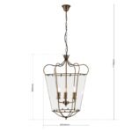 Pendul în formă de felinar MANTO, cu abajur din sticla clar, E14 3x60W otel finisaj auriu antic, 65x115cm IP20 ORION - imagine 5