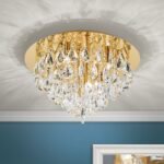 Plafoniera din cristal CELESTE, 45cm 6xG9/40W sticla cristalina K9, cadru otel finisaj auriu IP20 ORION - imagine 3