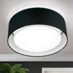 Plafoniera MARS cu abajur de in, E27 3x40W, otel finisaj negru, 50cm IP20 ORION - imagine 3