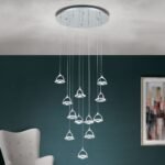 Pendul LED MOON, 180cm, LED 82.5W/3600lm/3000K, sticla cristalina K9, otel finisaj crom IP20 ORION - imagine 2