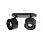 Plafoniera spot SPECTER, LED 2X11W/700lm/DTW 1700-3000K aluminiu finisaj negru-auriu, 19.4x8.4cm IP20 ORION - imagine 6