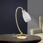 Veioza CARLA, cu abajur din sticlă cu model decorativ perforat, G9 1x40W otel finisaj alama lucioasa, 32cm IP20 ORION - imagine 2