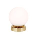 Veioza mica TRICIA cu abajur din sticla rotunda opal mat, LED3W/195lm/3000K otel finisaj alama lucioasa, 14cm IP20 ORION - imagine 2