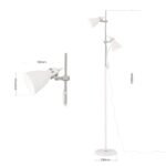 Lampadar spot SCHOOL, E27 2x40W otel finisaj alb, 153cm IP20 ORION - imagine 6