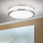 Plafoniera LED NEDO, cu abajur din sticlă acrilica opal mat cu décor din aluminiu, LED 16W/770lm/3000K otel finisaj alb, 30cm IP20 ORION