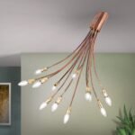 Plafoniera COPPY, E14 12x40W fara bec, cupru masiv, 80cm IP20 ORION - imagine 3