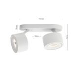 Plafoniera spot SPECTER, LED 2X11W/700lm/DTW 1700-3000K aluminiu finisaj alb-auriu, 19.4x8.4cm IP20 ORION - imagine 6