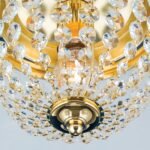 Plafoniera din cristal PLAFOND, 26cm 1xE27/40W cristal Asfour, cadru otel finisaj auriu IP20 ORION - imagine 4