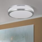 Plafoniera LED NEDO, cu abajur din sticlă acrilica opal mat cu décor din aluminiu, LED 16W/770lm/3000K otel finisaj alb, 30cm IP20 ORION - imagine 4
