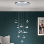 Pendul LED MOON, 180cm, LED 82.5W/3600lm/3000K, sticla cristalina K9, otel finisaj crom IP20 ORION