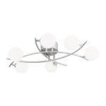 Plafoniera SANTI, 6 lampi G9, otel finisaj crom, abajur sticla opal, diametrul 71.5cm ORION - imagine 2