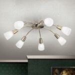 Lustra TULLO, cu abajur din sticlă opal mat, E14 7x40W otel finisaj alama satinata, 70x20cm IP20 ORION