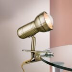 Lampa de masa spot WILHELM cu clema de prindere, E27 1x40W otel finisaj alama antica, 17cm IP20 ORION