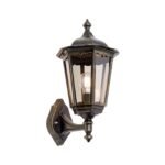 Aplica pentru exterior PUCHBERG in sus,  E27 1x60W aluminiu finisaj negru/auriu, geam fumuriu inaltime 45cm IP44 ORION - imagine 2