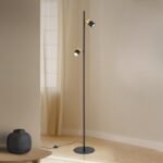 Lampa de podea spot KEVIN, GU10 2x40W aluminiu finisaj negru-auriu, 161cm IP20 ORION