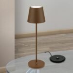 Lampă de masă cu baterie CHANDELLE, 38.6cm LED 2W/150lm/3000K Comutator/buton tactil aluminiu finisaj maro ruginiu IP54 ORION - imagine 3