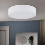 Plafoniera UFO cu abajur de in, E27 4x40W, otel finisaj alb, 50cm IP20 ORION - imagine 4