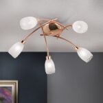 Plafoniera CARLA, cu abajur din sticlă cu model decorativ perforat, G9 5x40W otel finisaj roze-auriu, 60cm IP20 ORION - imagine 2