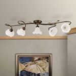 Plafoniera SISI, cu abajur din sticla opal-mat, E14 5x40W otel finisaj antic, 95cm IP20 ORION - imagine 2