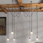 Pendul JAILHOUSE, E27 6x40W fara bec, otel finisaj negru-alama antica, 250cm IP20 ORION