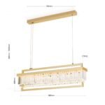 Pendul LED PRISM, dreptunghiulară, 70-160cm, LED 80W/6400lm/3000K prisma din sticla cristalina K9, cadru otel placat cu aur 24KIP20 ORION - imagine 6