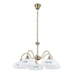 Suspensie GABI, cu abajur din sticla opal albastru, E27 5x60W otel finisaj alama antica, 35x150cm IP20 ORION - imagine 2
