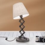Lampa de masa FACTORY cu abajur textil, E27 1x40W OTEL finisaj  antic, 36-67cm IP20 ORION
