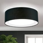 Plafoniera MARS cu abajur de in, E27 3x40W, otel finisaj negru, 50cm IP20 ORION