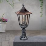 Lampadar pentru exterior HERMINE,  E27 1x60W aluminiu finisaj negru/argintiu, geam fumuriu inaltime 52cm IP43 ORION - imagine 3