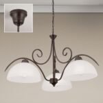 Suspensie RULA, cu abajur din sticla opal mat, E27 3x60W otel finisaj antic, 37x95cm IP20 ORION - imagine 2