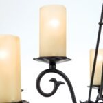 Candelabru RUSTICKA, cu abajur din sticla opal-mat, E14 9x40W otel finisaj antic, 182cm IP20 ORION - imagine 4