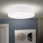 Plafoniera UFO cu abajur de in, E27 4x40W, otel finisaj alb, 50cm IP20 ORION - imagine 3