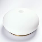Abajur rotund din sticlă groasa EMPIRE 387, Ø 320mm, finisaj opal mat cu inel patinat ORION