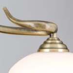 Candelabru VEGA, cu abajur din sticla opal-mat, E27 3x60W otel finisaj alama antica, 107cm IP20 ORION - imagine 4
